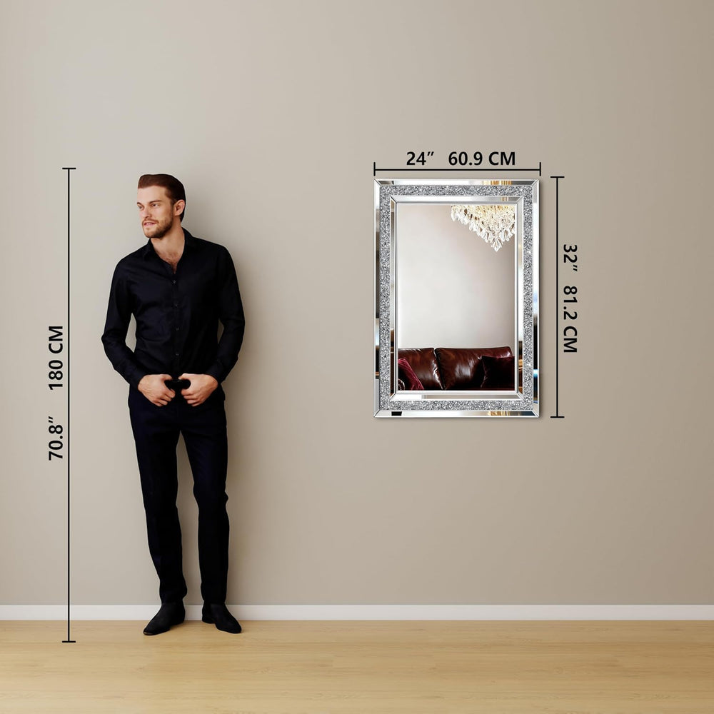 Decorative Wall Mirror, 32x24 Crushed Diamond Mirror