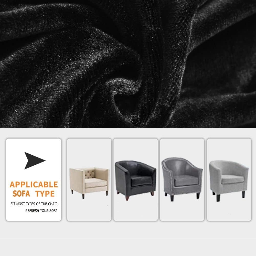 Chair is Not Included, Cover Only,2 Pieces Velvet Tub Chair Covers with Cushi...