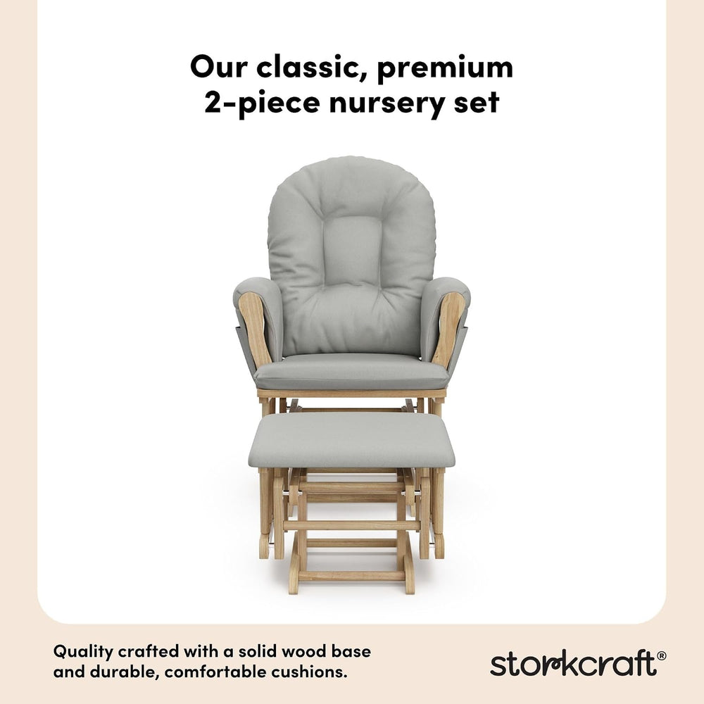 Storkcraft Premium Hoop Glider & Ottoman, Natural/Light Gray