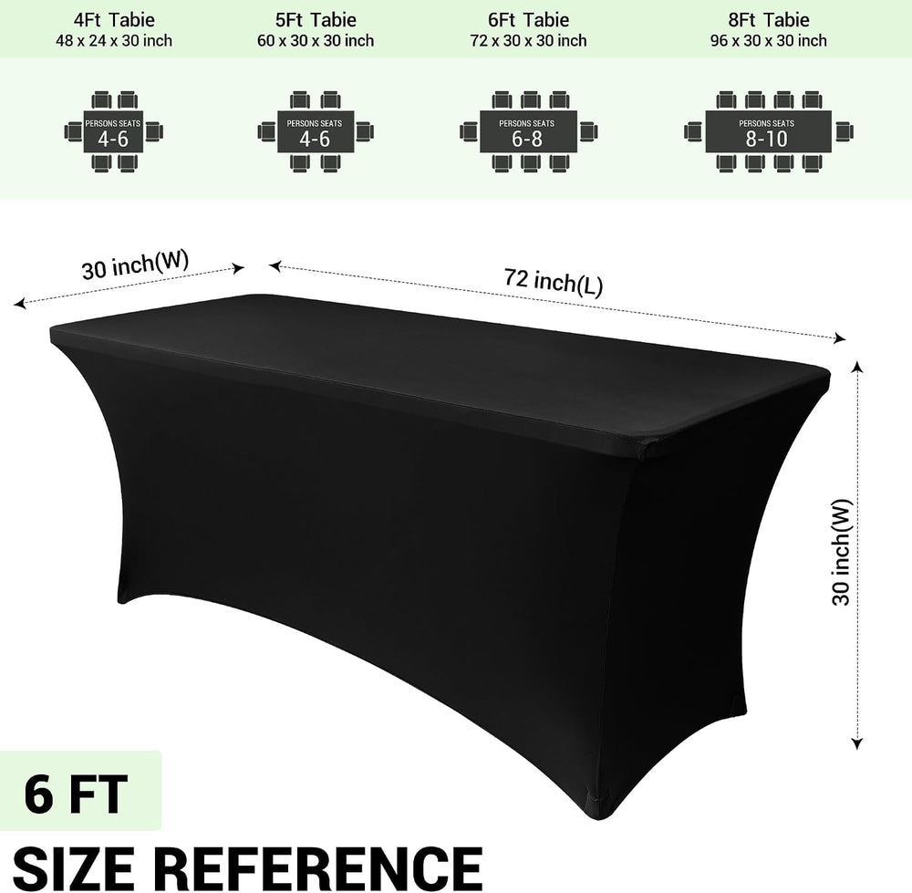 Obstal 6ft Stretch Spandex Table Cover - 4 Pack Universal Rectangular Fitted ...