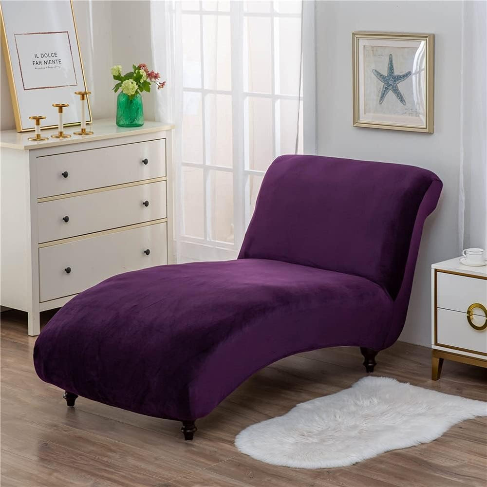 Velvet Chaise Longue Slipcover Luxury Chaise Chair Cover for Living Room Indo...