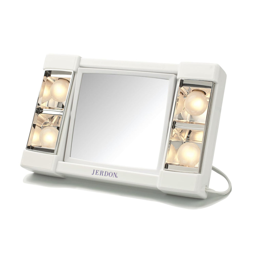 JERDON Lighted Makeup Mirror with 3X Magnification - White - J1010