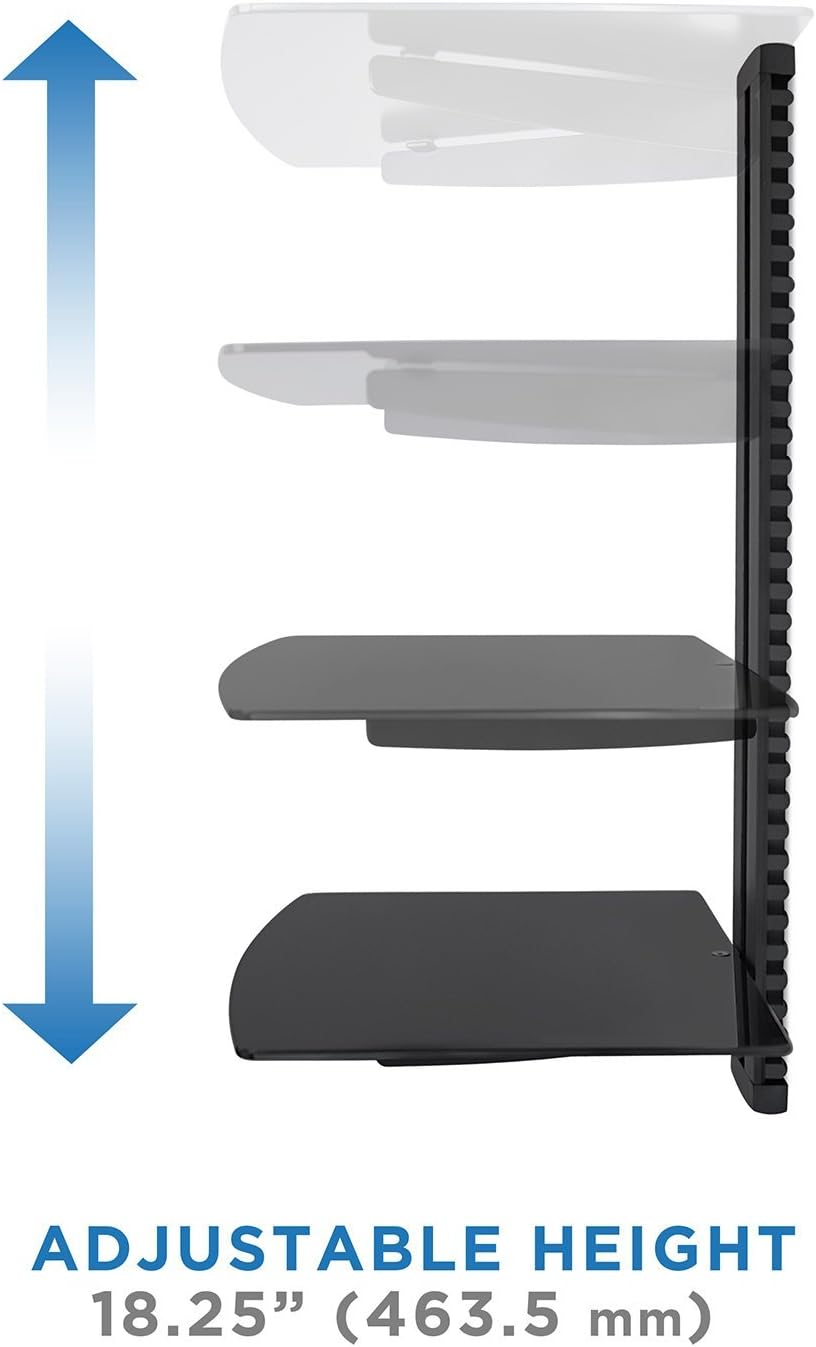 Mount-It! 3-Shelf Floating AV Wall Mount, 52.8 lbs, Black