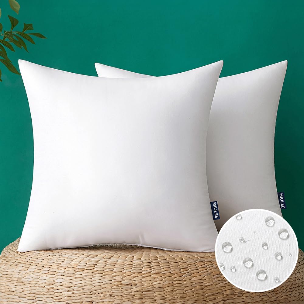 MIULEE 26x26 Euro Outdoor Pillow Inserts Set of 2, Waterproof Throw Pillows