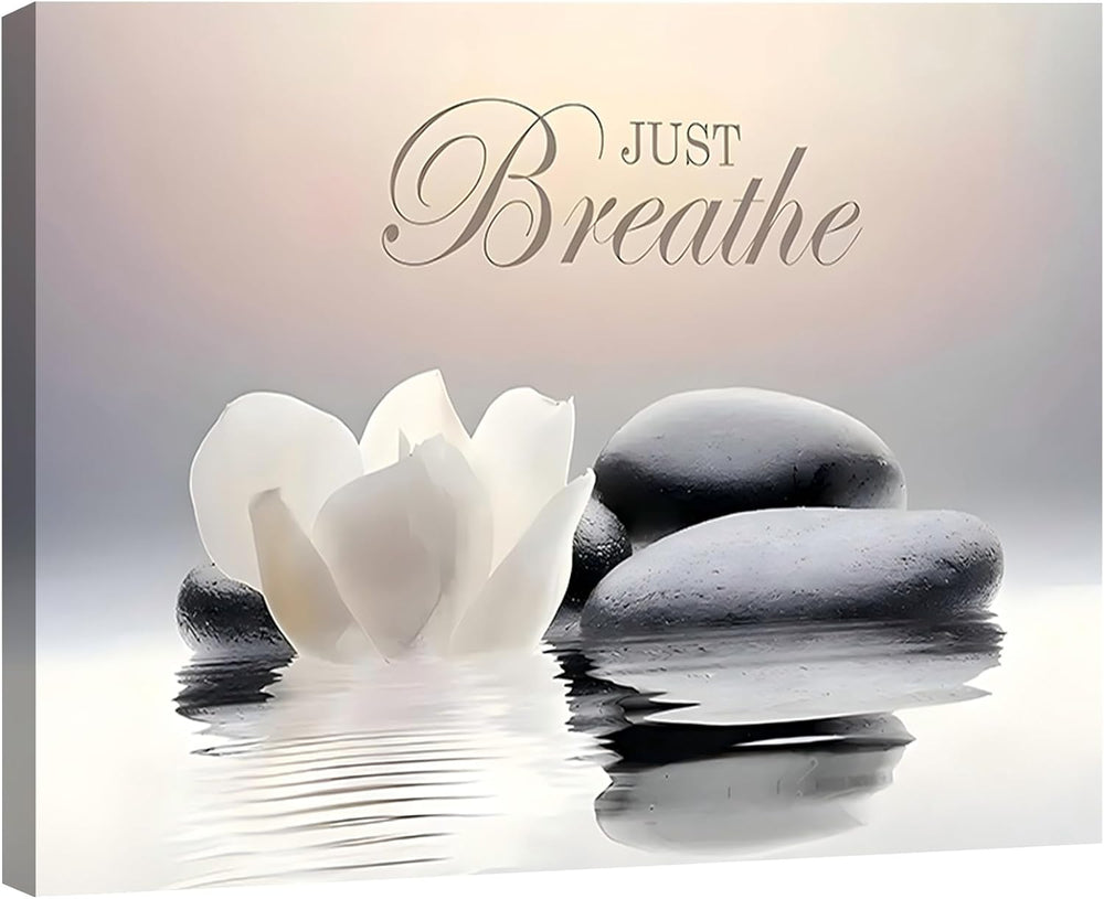 Framed Canvas Wall Art, Bathroom Decor, Spa Wall Decor, Zen Artwork, Just Bre...