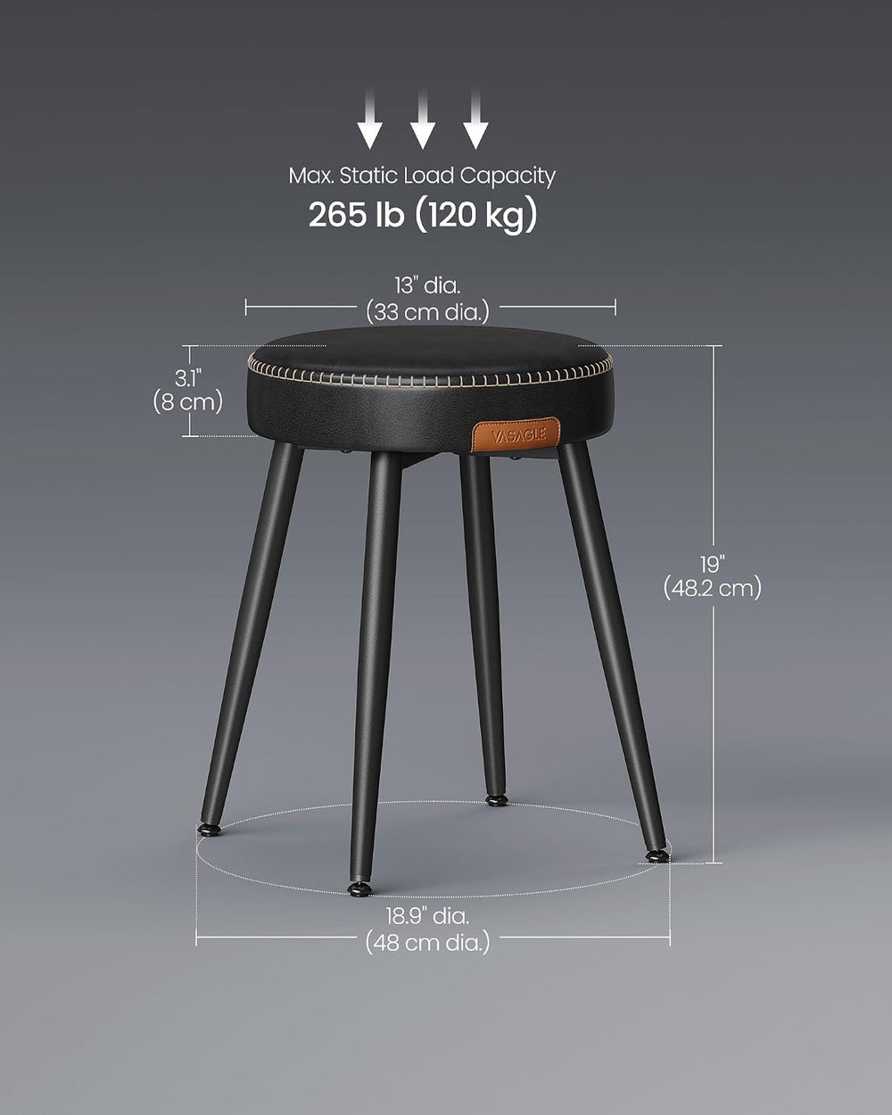 VASAGLE EKHO Collection - Dining Chairs Stools Set of 4, Upholstered Kitchen ...