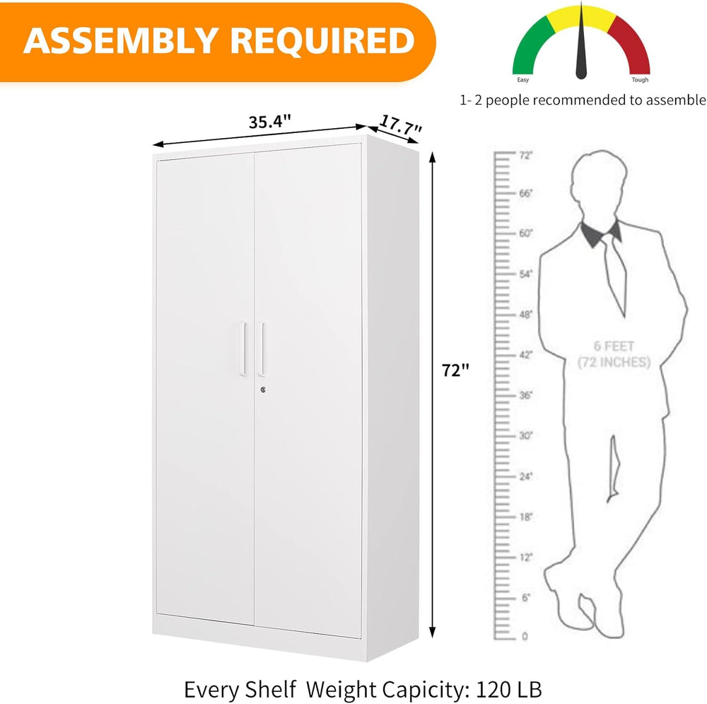 MIIIKO Steel Wardrobe, 72" Combination Storage Cabinet with Clothes Rod ...