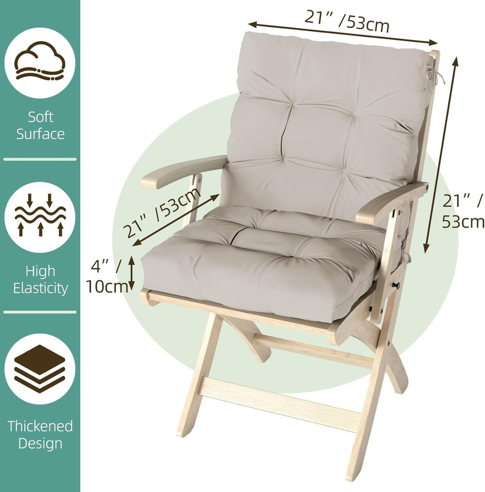 Outdoor Chair Cushions 42x21x4 Inch Set of 2, Beige
