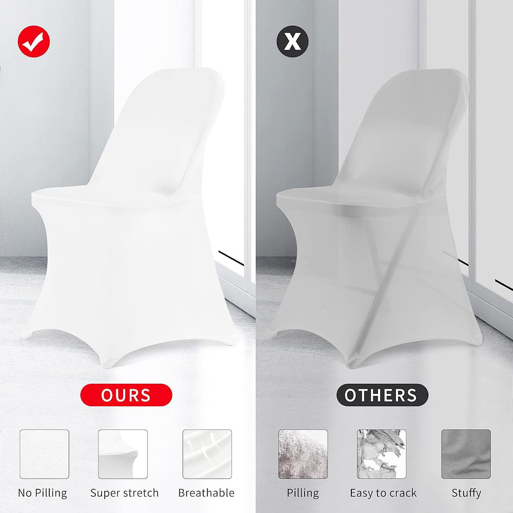 HAINARverS Stretch Spandex Folding Chair Covers 30PCS White Universal