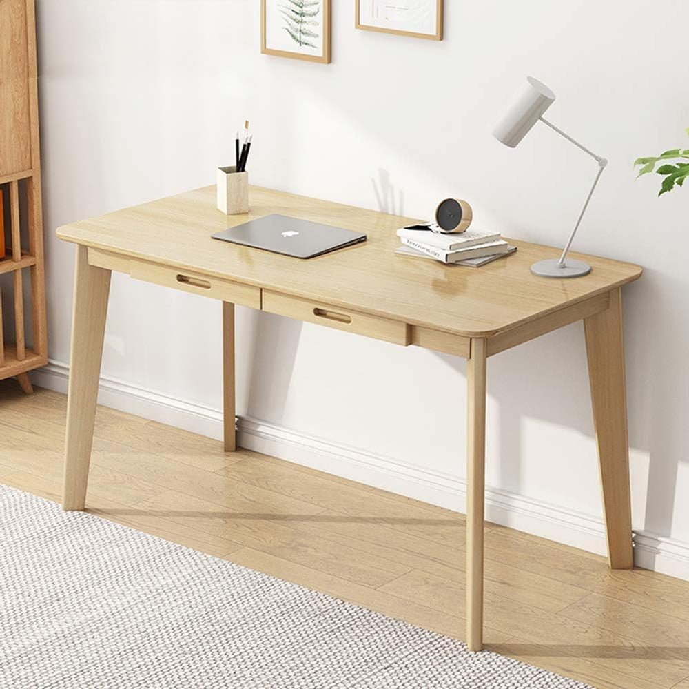IOTXY Solid Wood Writing Desk - Home Office Laptop Computer Table, Oak
