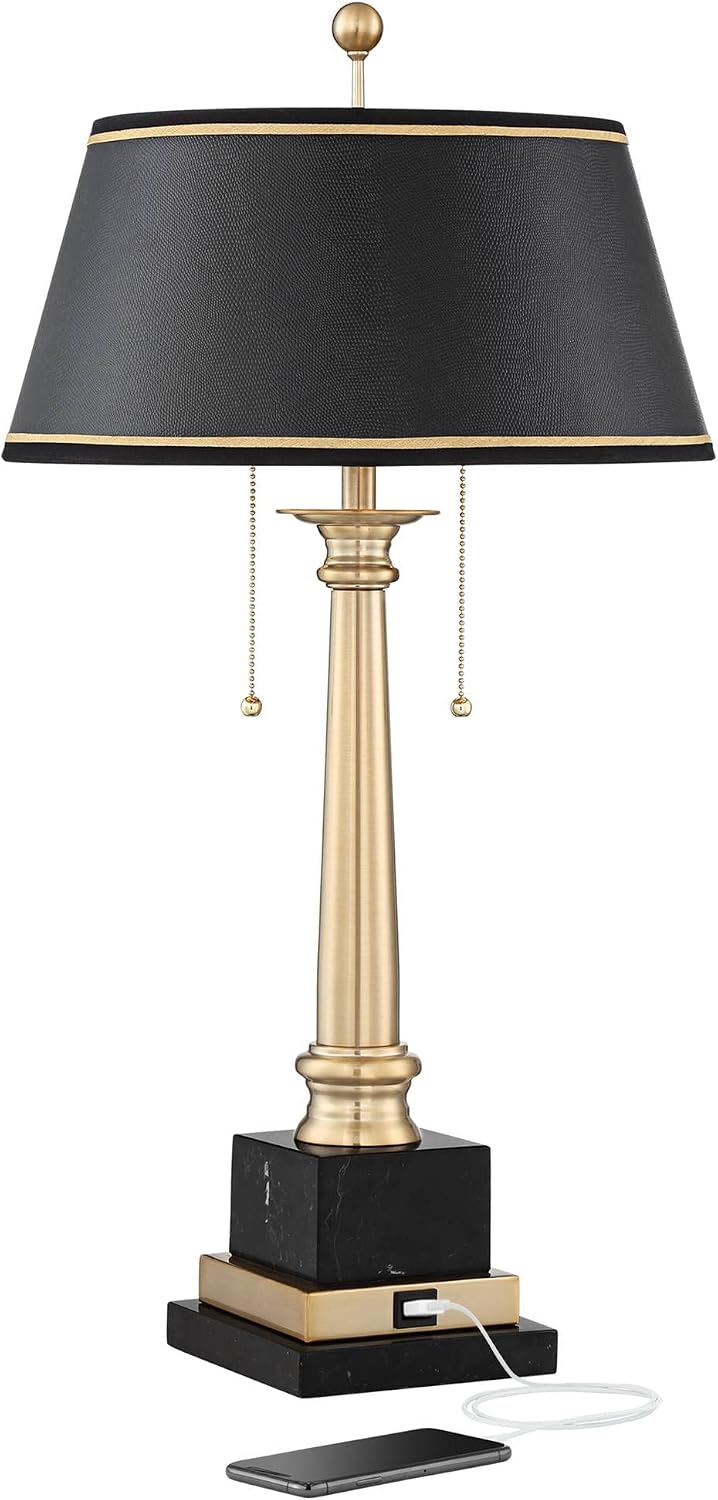 Georgetown 28 1/2" Tall Table Lamp USB Gold Brass Traditional Warm