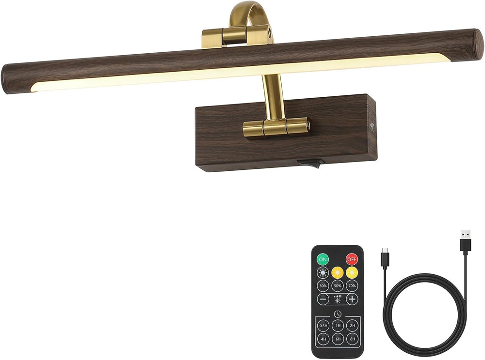 DESOOP Wireless Picture Light, Wood Grain Finish Art Light with 3CCT