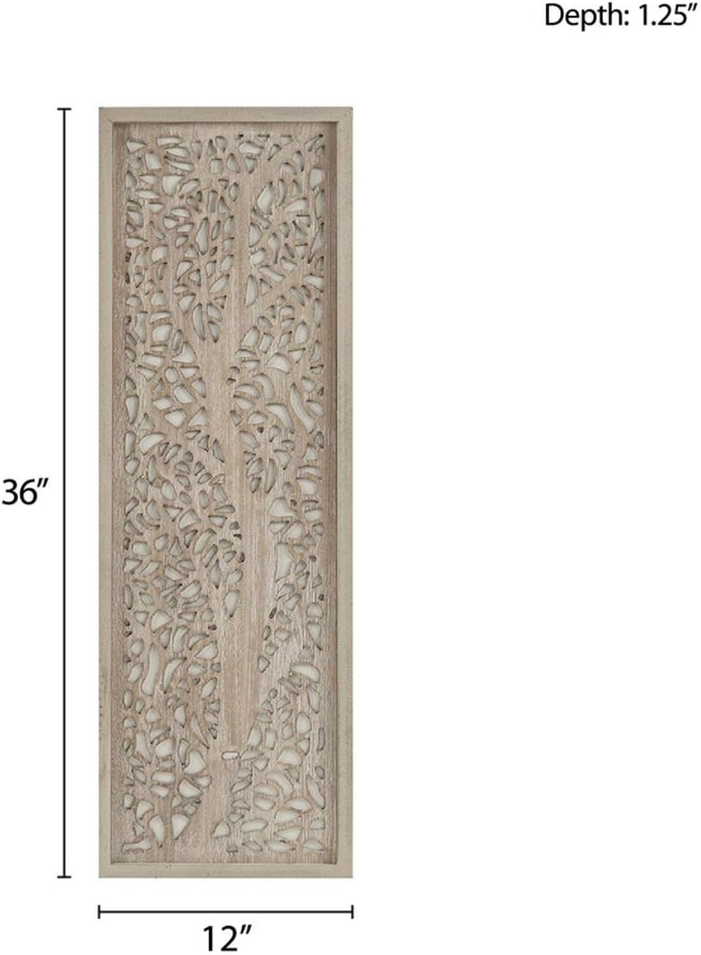 Madison Park Laurel Wall Art - Laser Cut Carved Botanical Tree Branches, Genu...