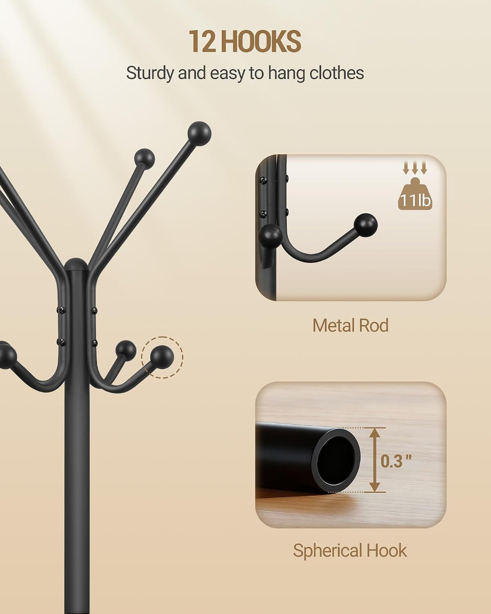 Hzuaneri Coat Rack, Free Standing Coat Stand with Large Storage Basket