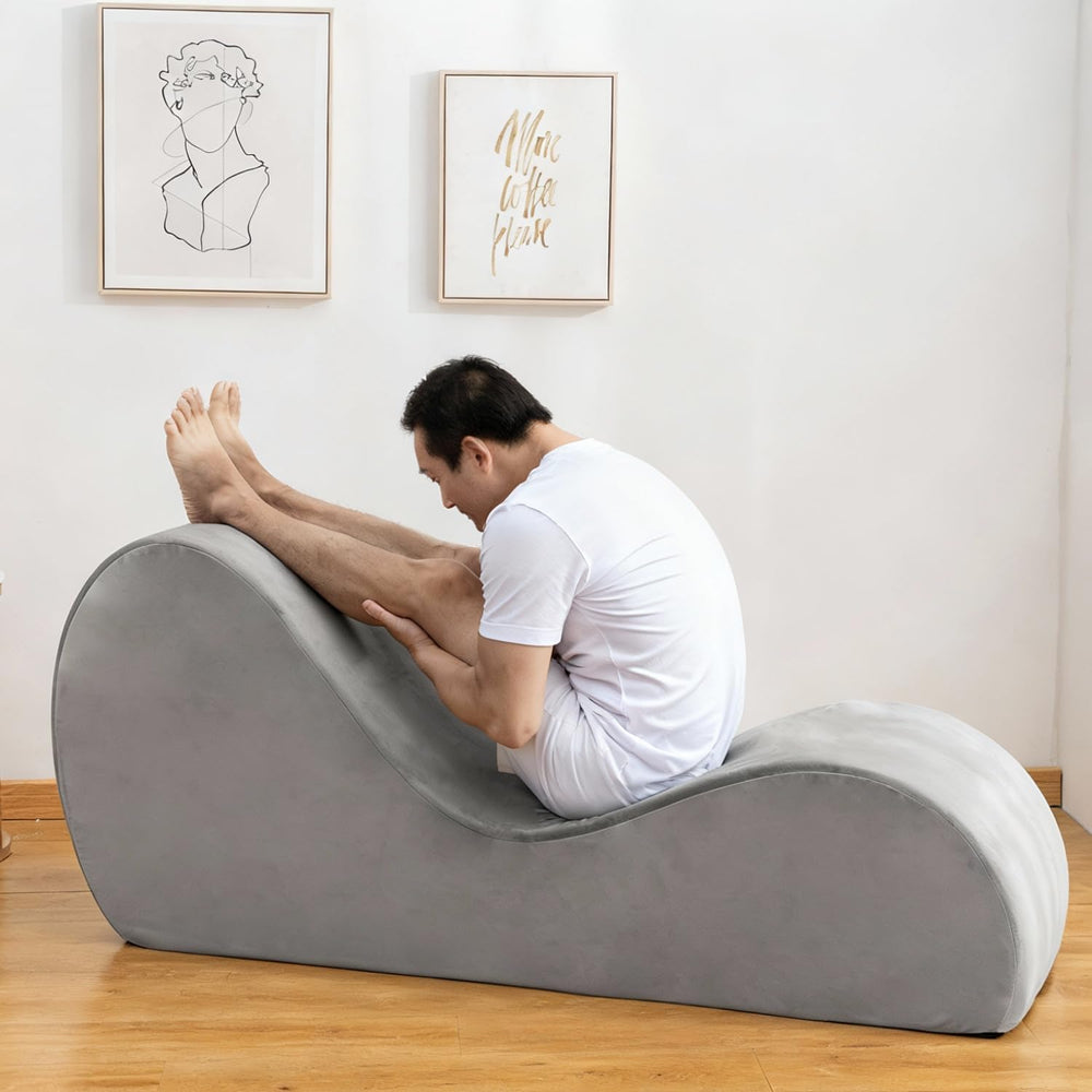 Yoga Chaise Lounge Chair, Velet Yoga Lounge Chair for Stretching Relaxation w...