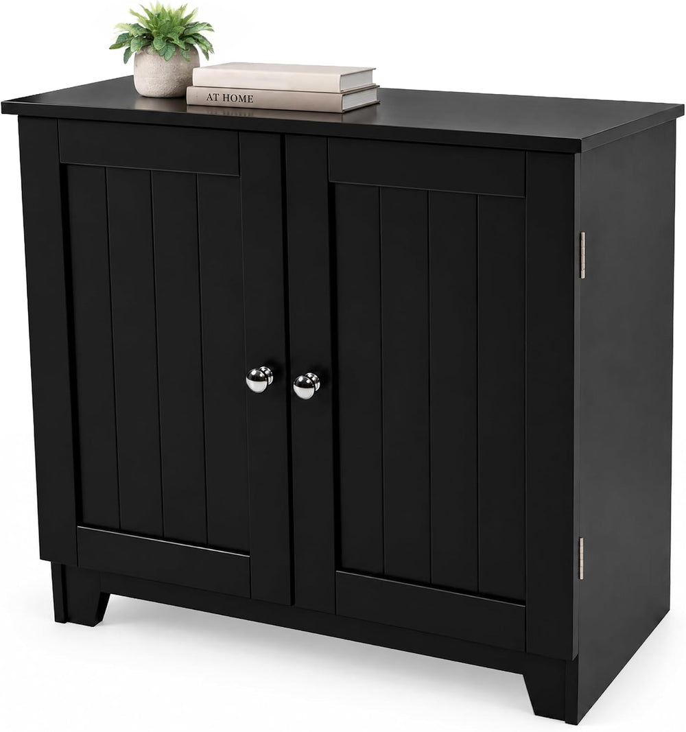 Redmon Contemporary Country Double Door Linen Storage Cabinet, Espresso