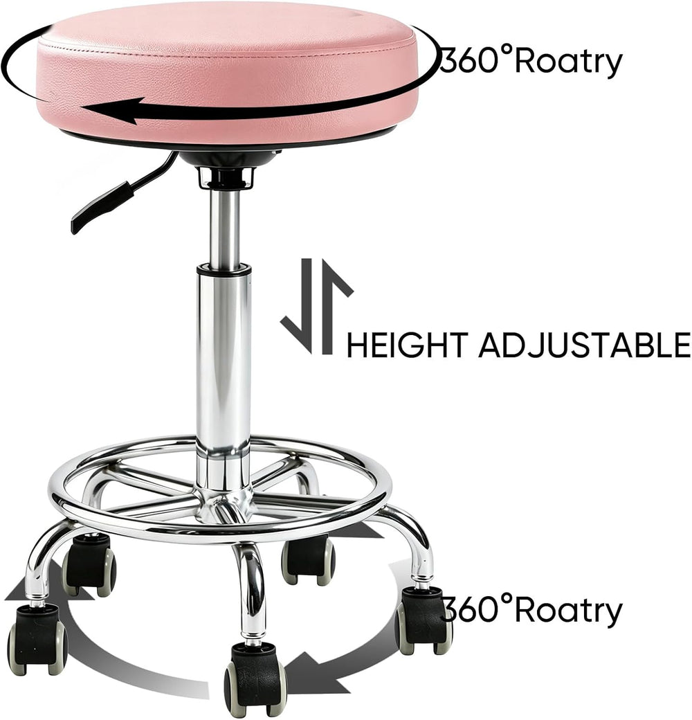 500lb heavy-duty Rolling Stool with Wheels,9.5cm thick Comfort cushion
