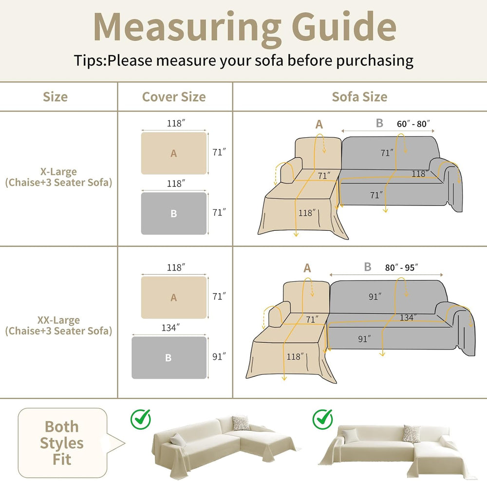 2-Piece Sectional Couch Covers L-Shape Chenille Couch Cover Blanket