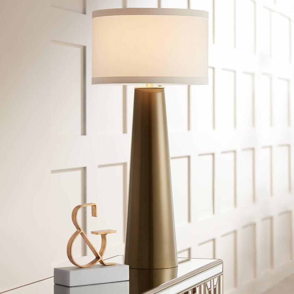 Possini Euro Design Karen 36" Large Table Lamp Dark Gold Glass Modern