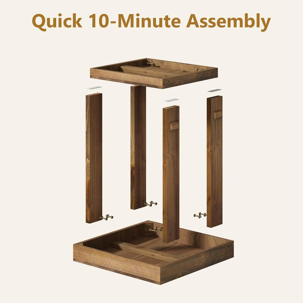 HOKYHOKY Set of 2 Solid Wood End Table, 2-Tier Farmhouse Side Table