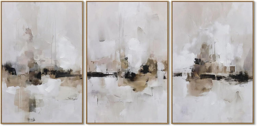 Zessonic Large Abstract Neutral Textured Framed Canvas Wall Art, 24"x36&...