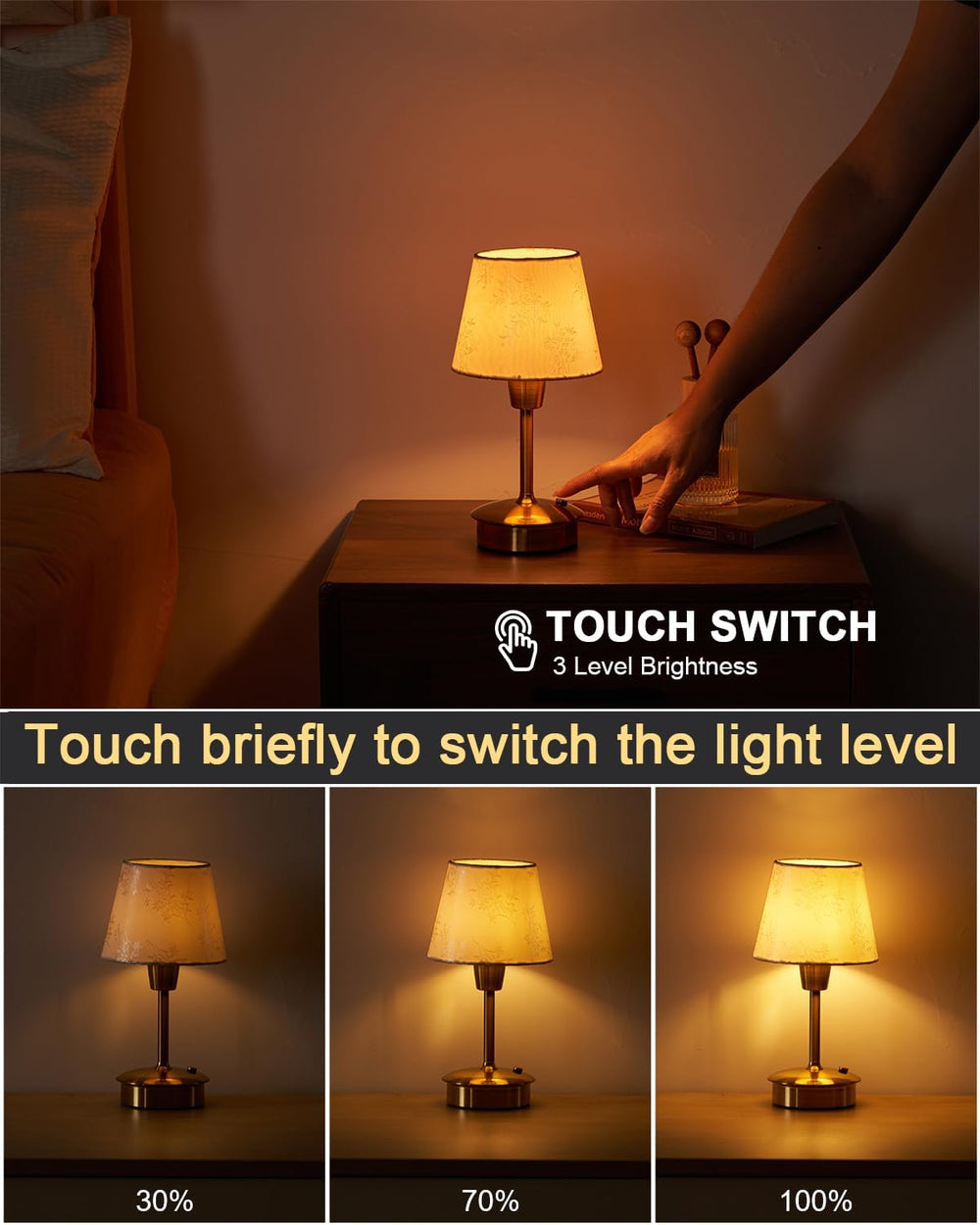 UMEXUS 2 Pack 9.8'' Small Cordless Table Lamp, Battery Operated Touch...