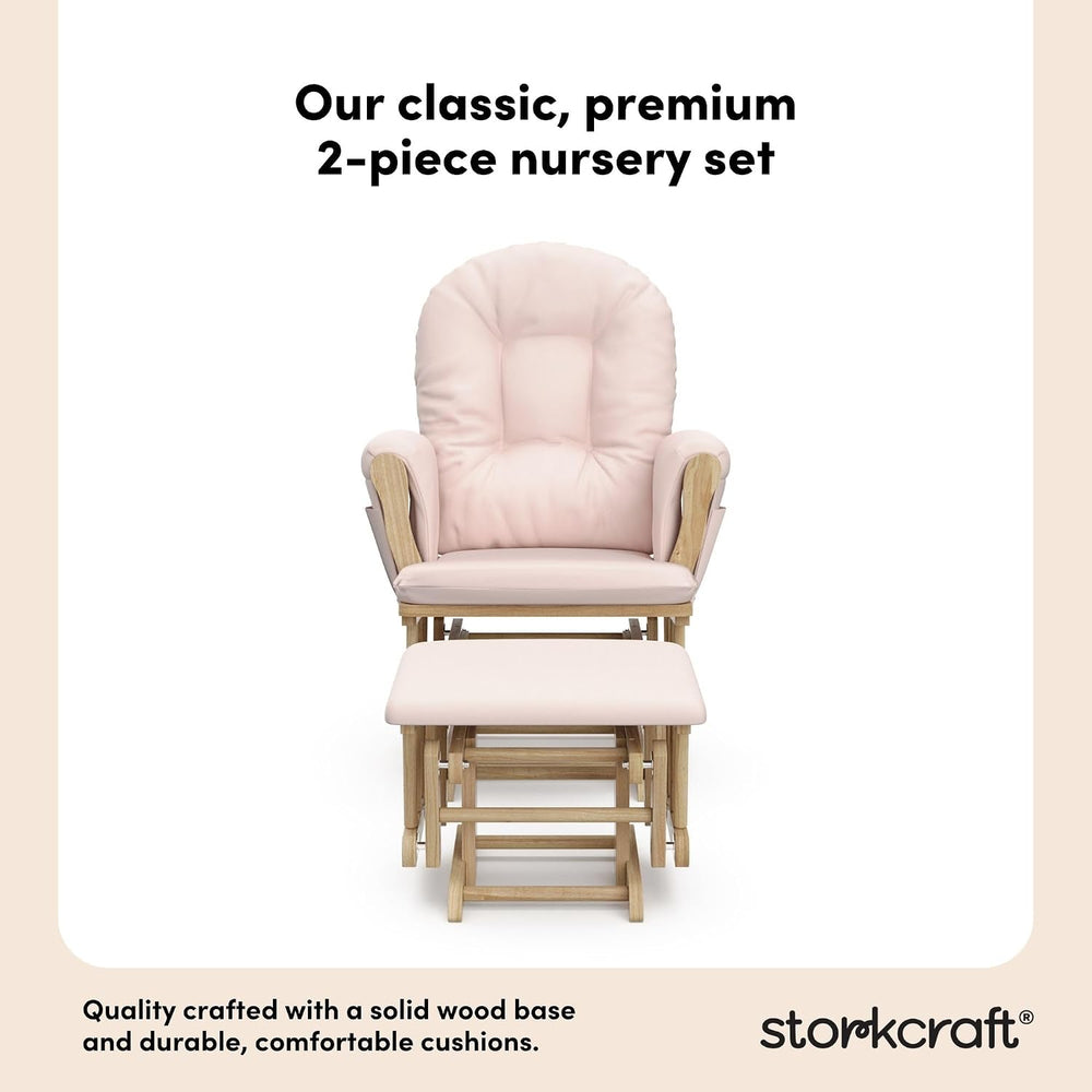 Storkcraft Premium Hoop Glider & Ottoman, Natural/Pink