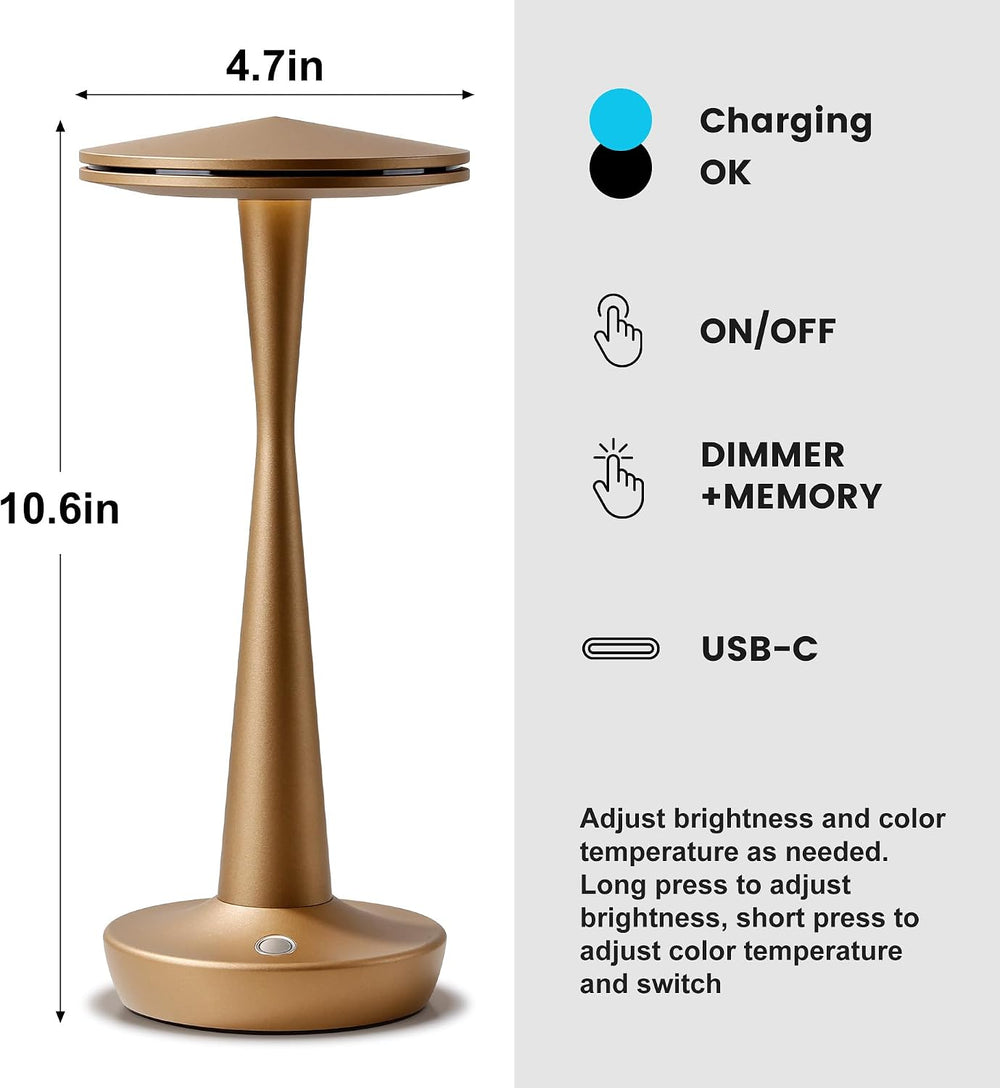 LED Cordless Table Lamp Rechargeable,Battery Powered Outdoor Lights