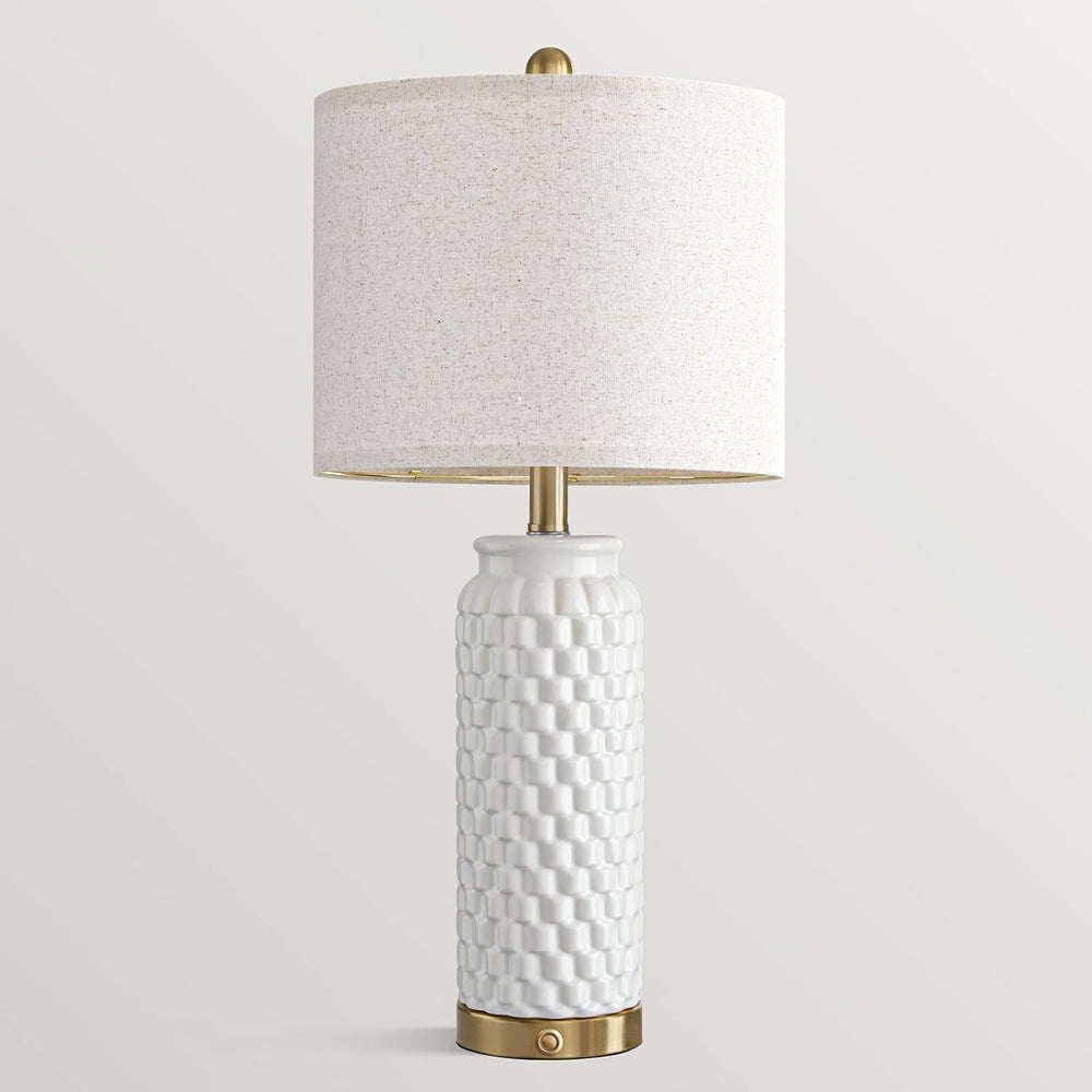 USumkky 25'' Touch Table Lamp for Nightstand White Ceramic -3 Way Dim...