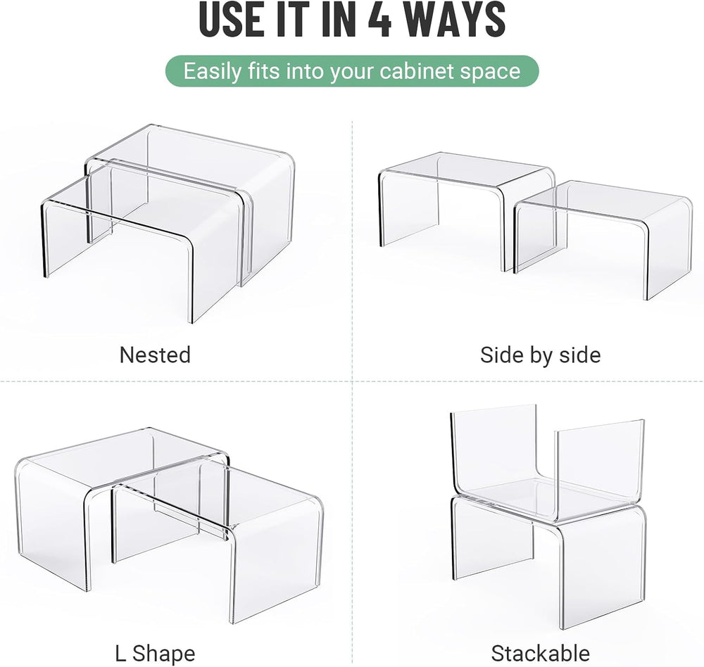Bobomoment Clear Cabinet Organizer, Stackable Shelf Organizer Set of 2