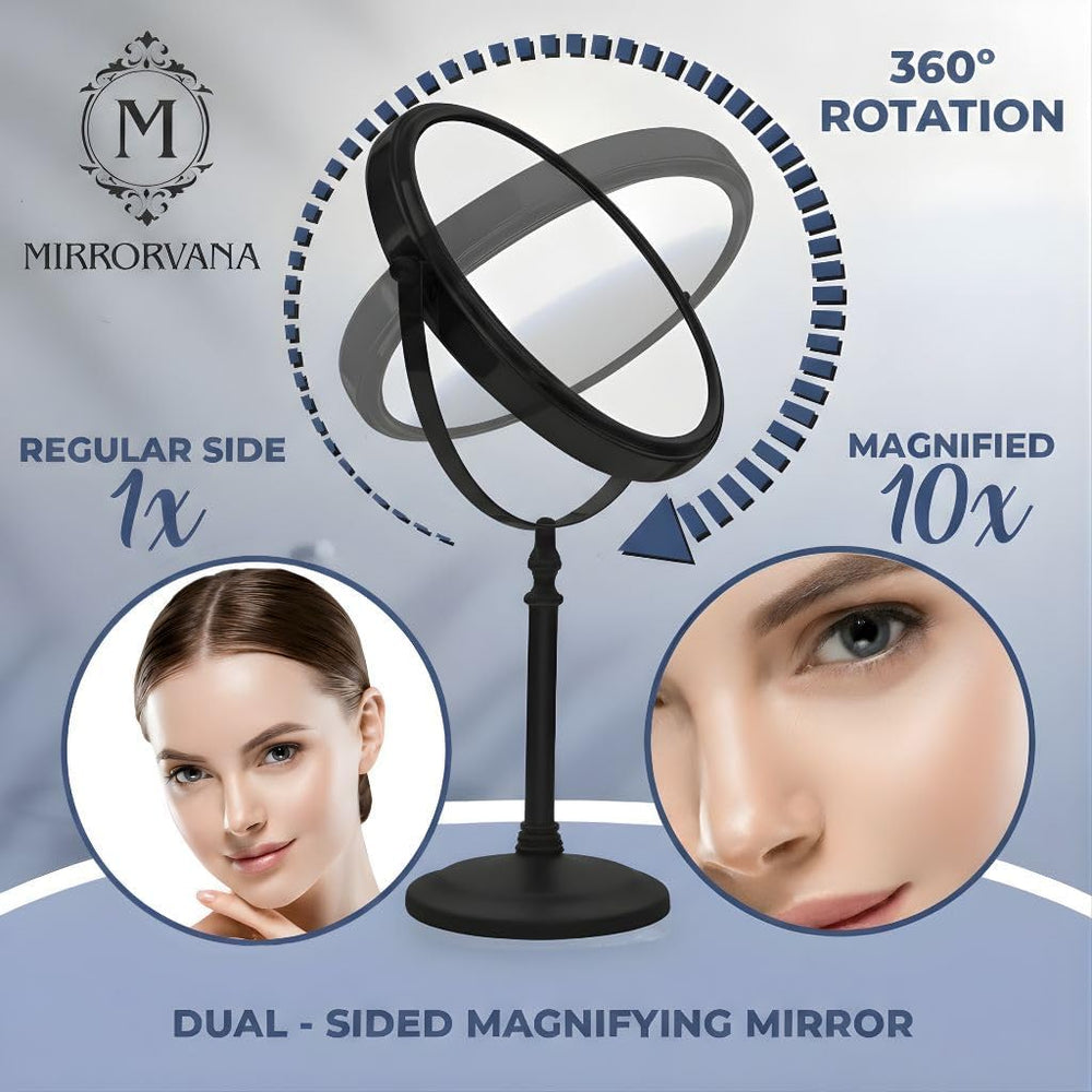 MIRRORVANA Double Sided 10X/1X Magnifying Makeup Mirror, 8" x 15" (...