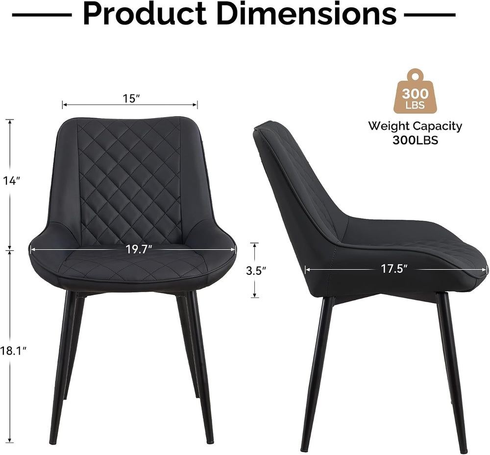 Dining Chair Set of 2, Modern Dining Chairs with Thick Cushions, Faux Leather...