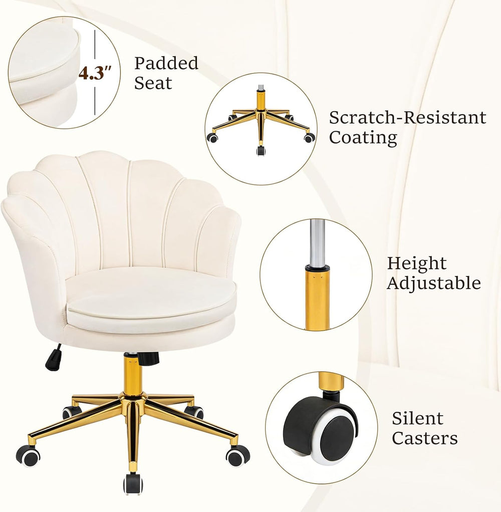 Furnicomfy Home Office Desk Vanity Chair with Back, Elegant Vanity Makeup Des...
