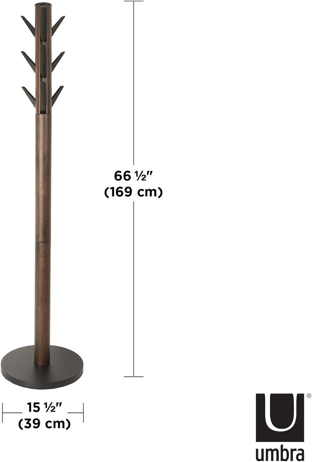 Umbra Flapper Coat Rack, Flip Down Clothing Rack, 9 Hooks, Black/Walnut