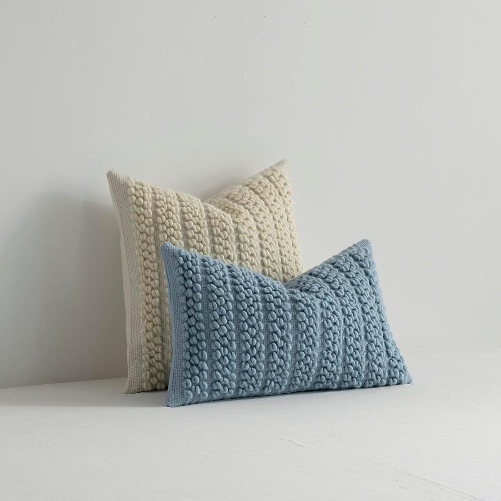 DEZENE Wool Boucle Throw Pillow Cover Premium Chic Accents Square Textured De...