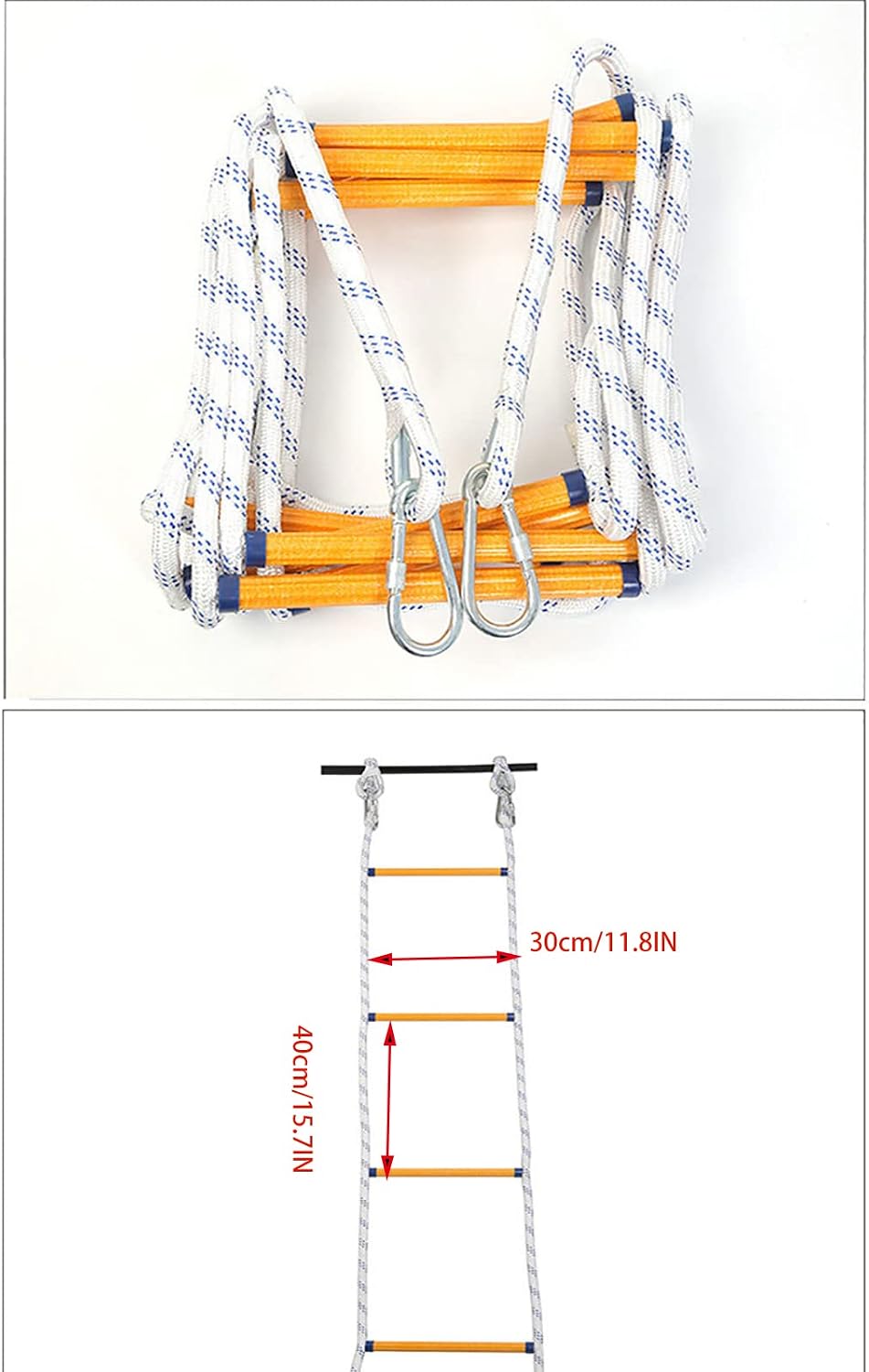16ft Fire Escape Rope Ladder - Emergency Fire Ladder for 2 Story Homes