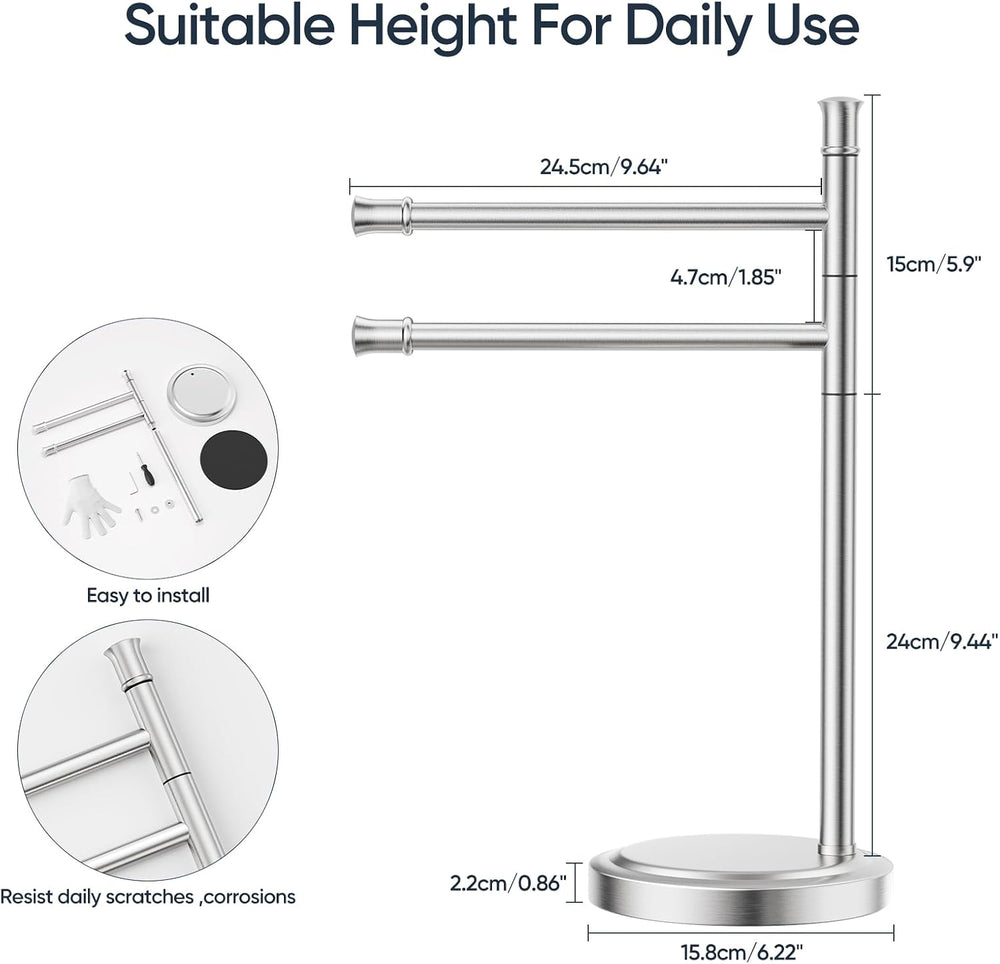 Brushed Nickel Hand Towel Holder Stand Towel Bar Hanger