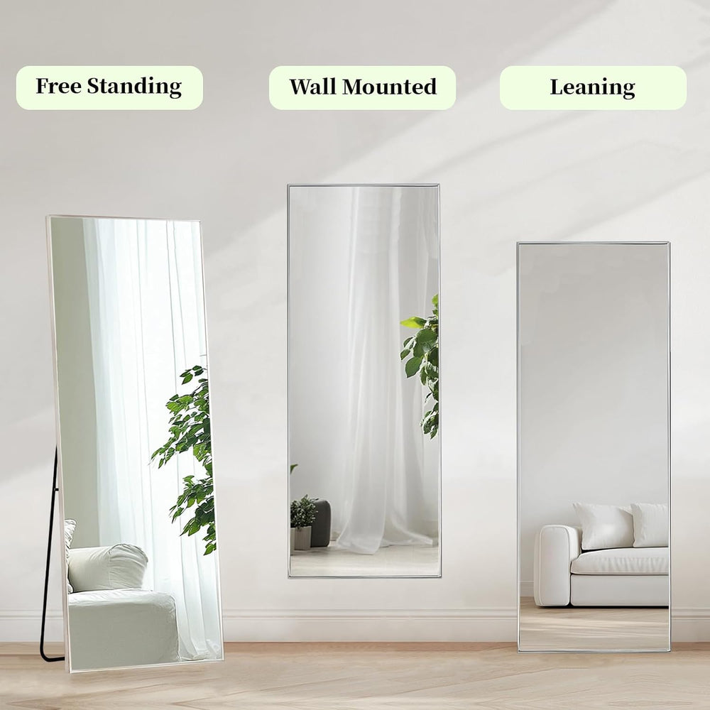 Sunniry Full Body Mirror 56x16 inch, Silver Floor Length Mirror,Metal Frame
