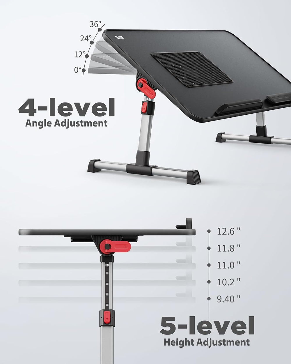 Laptop Desk for Bed with Cooling Fan, SAIJI Lap Desk Tray Table