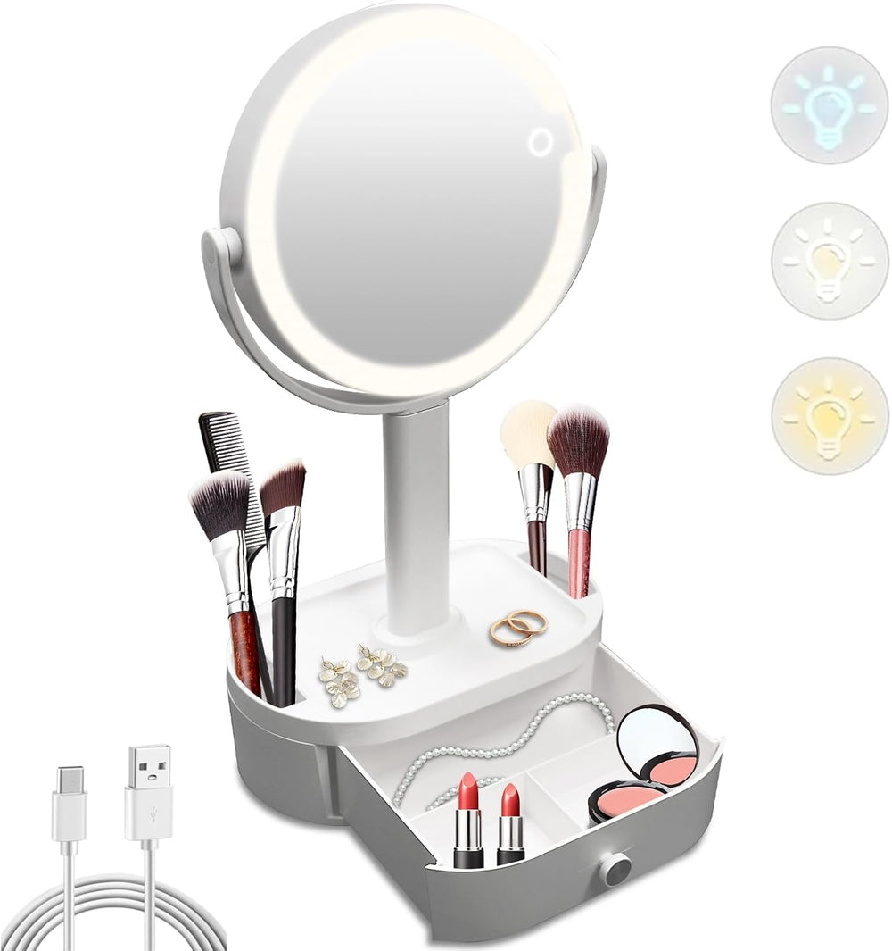 SANYCASA Makeup Mirror with Lights, Lighted Makeup Mirror with Magnification,...