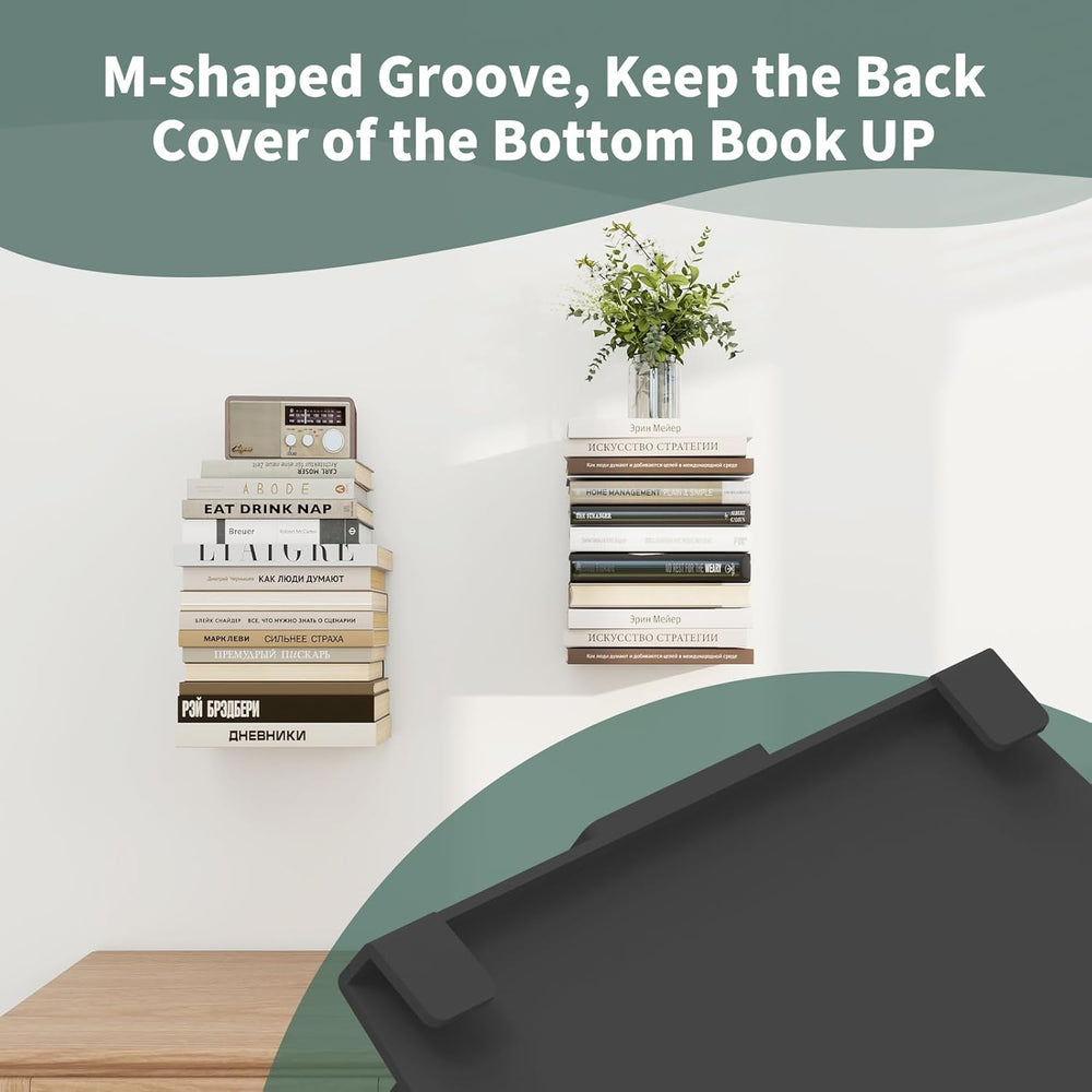 Mefirt 6 Tier Black Invisible Floating Bookshelves for Wall