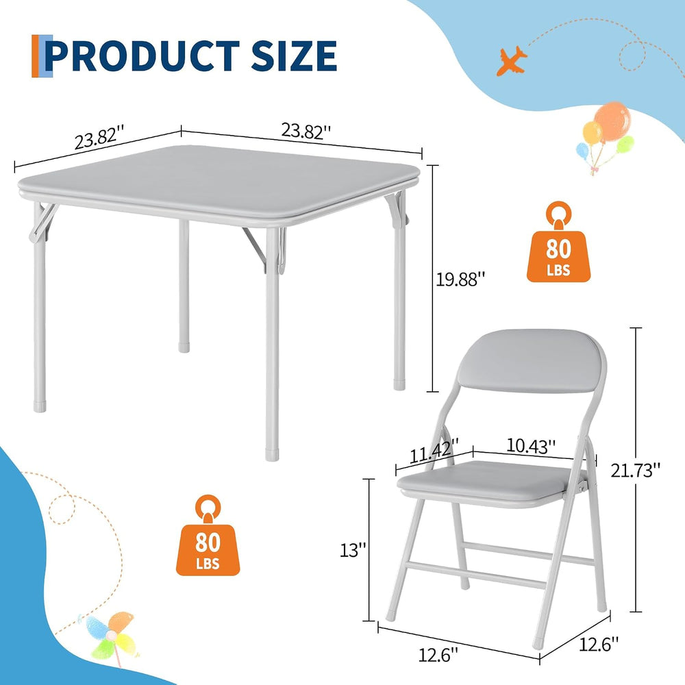 GAOMON 3 Piece Set Folding Table and Chairs Set for Boys and Girls