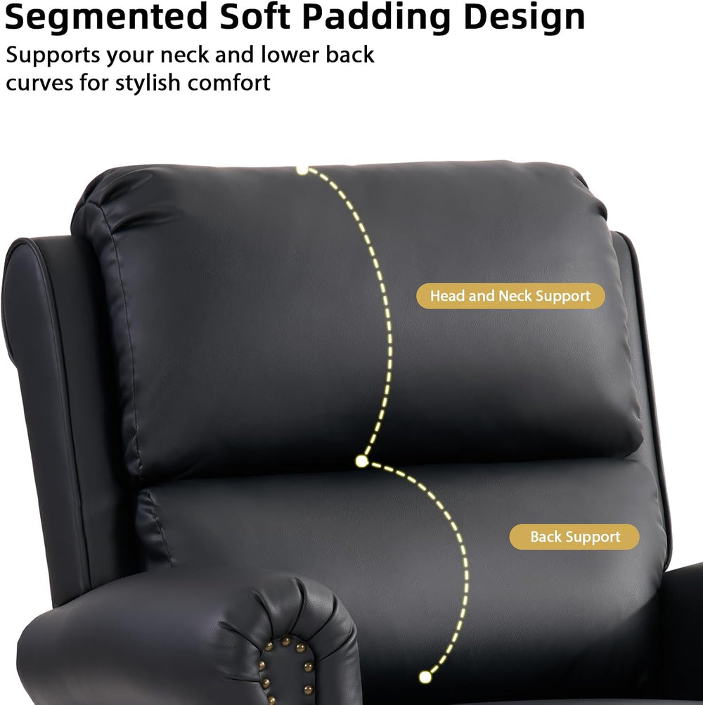 CANMOV Pushback Recliner Chair Faux Leather Armchair Push Back Recliner with ...