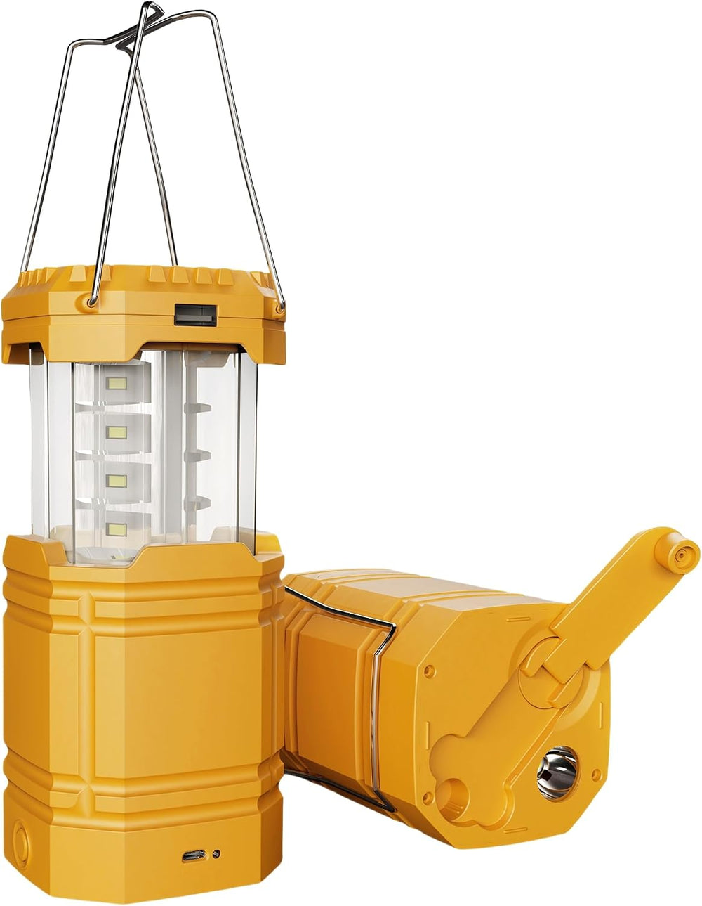 Electric LED Camping Lantern, Portable 3000mAh Solar Hand Crank Flashlight