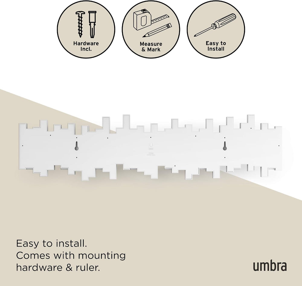 Umbra Sticks Wall Coat Rack, Wall Mount 8 Retractable Hooks, White