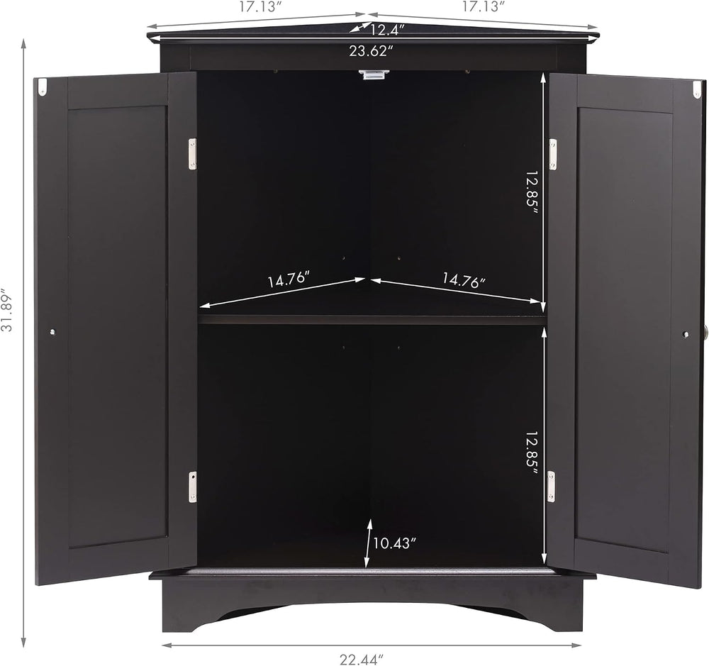 Spirich Corner Bathroom Cabinet with Doors and Adjustable Shelf, Espresso
