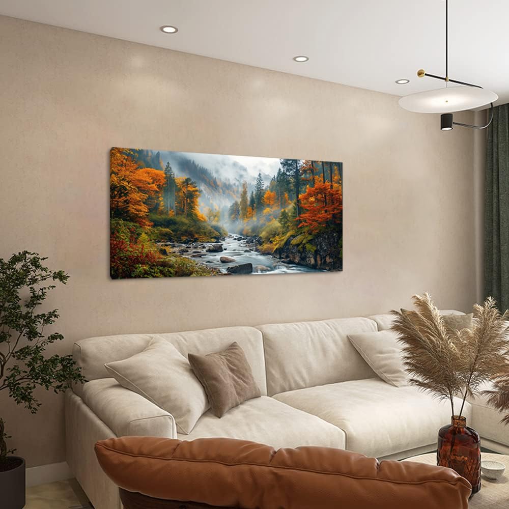 Palderwallart Beautiful Brook Mountain Landscape Wall Art for Living Room Off...