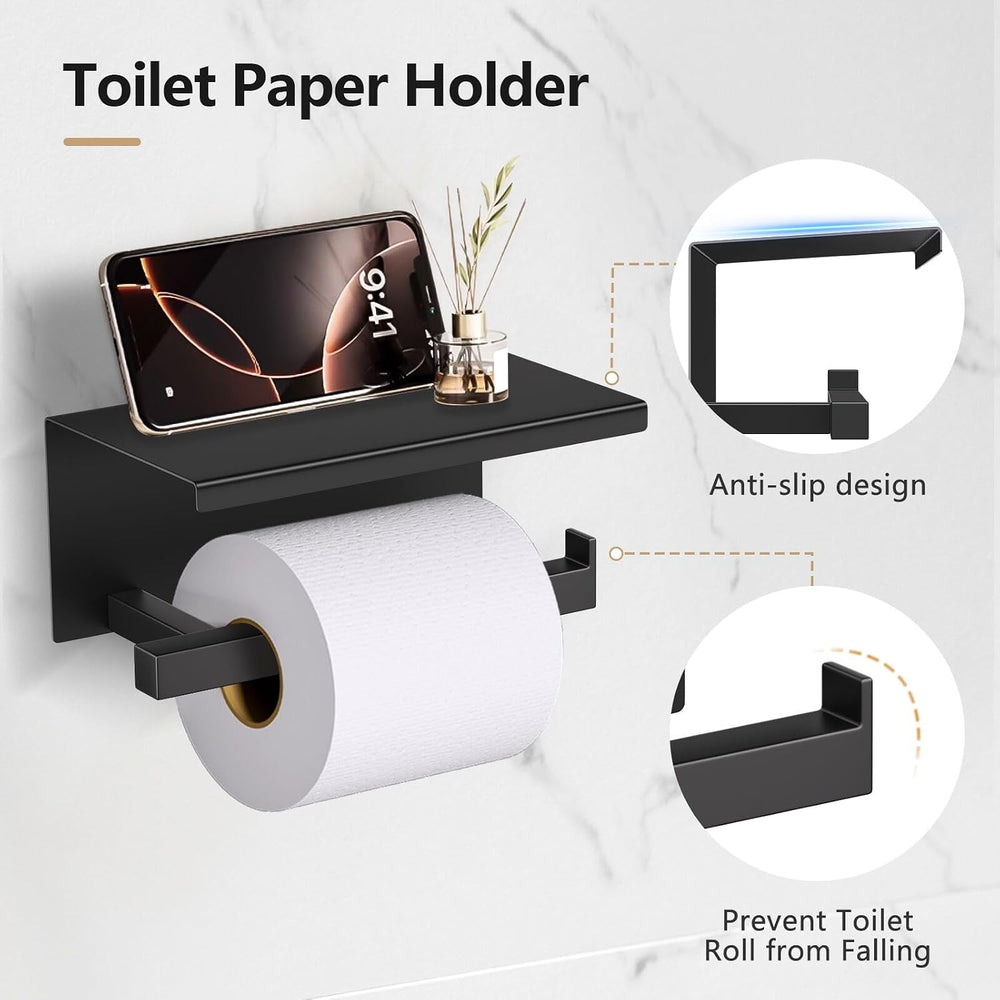 TQKAG 5-Pieces Matte Black Bathroom Hardware Accessories Set 23.6" SUS30...