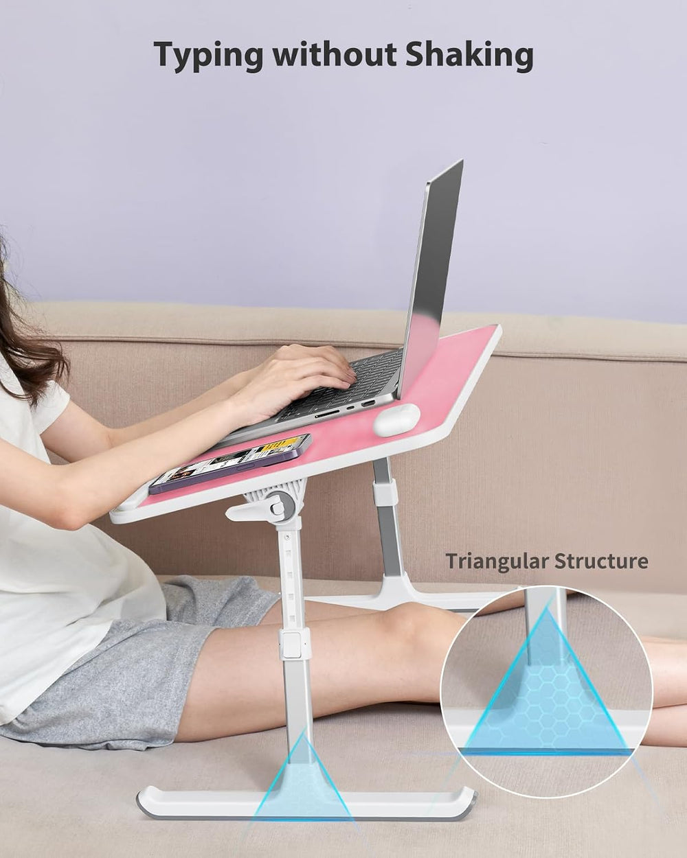 SAIJI Height & Angle Adjustable Laptop Stand for Bed, Lap Desk Tray Table
