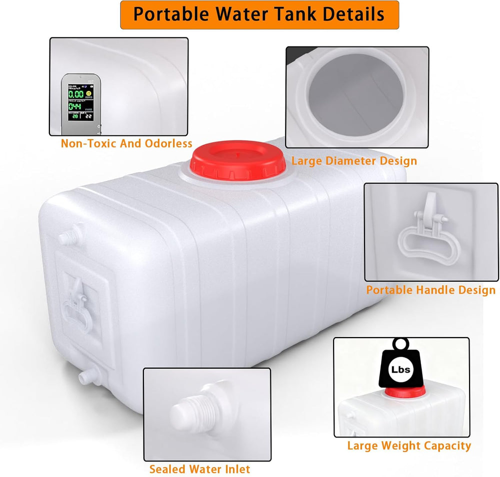 21Gallon/80L Water Storage Tank with Spigot,3m Hose and Control Vale